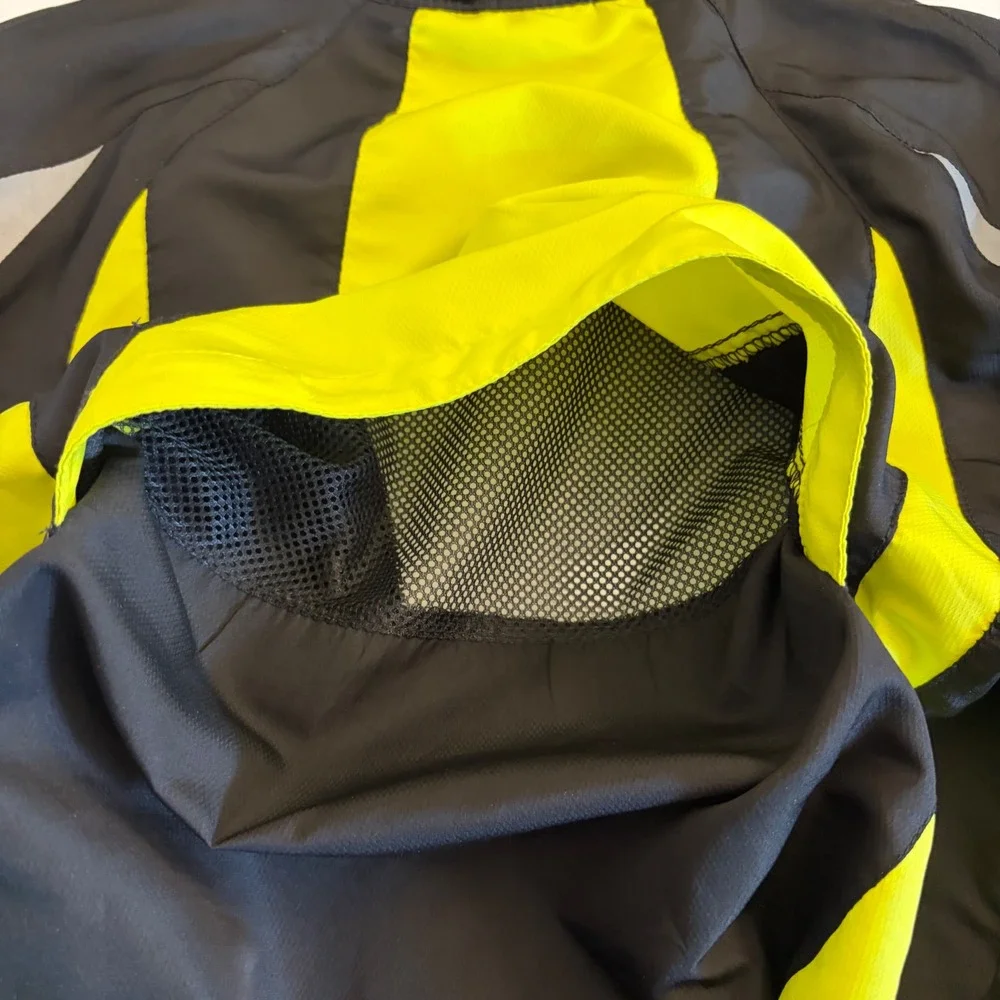 Foot Locker Mens Small Neon Yellow Black Reflective Full Zip Running Jacket